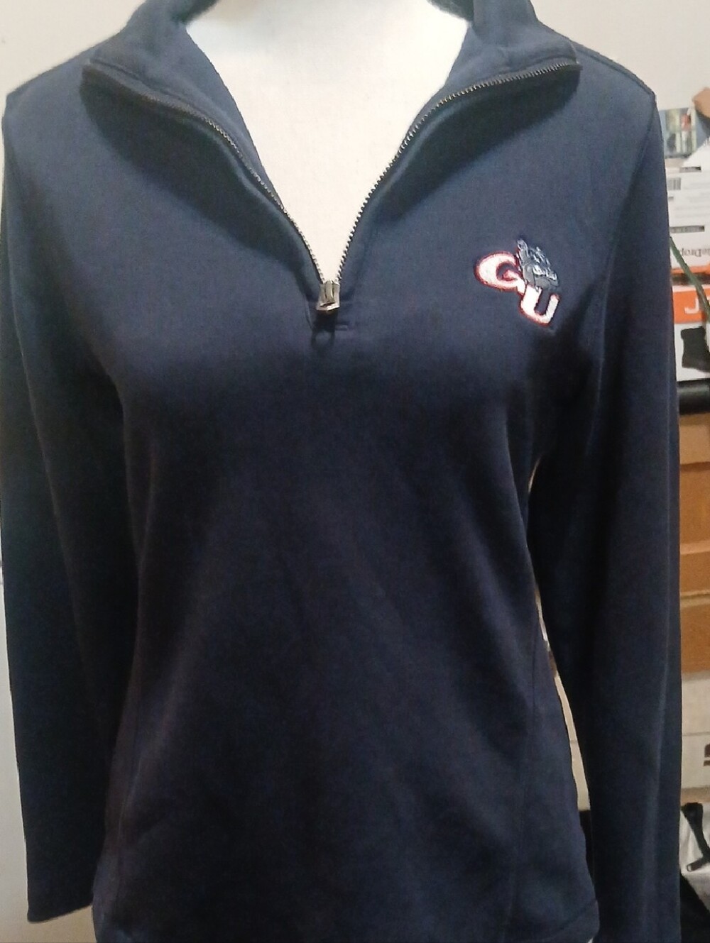 Gonzaga University Bulldogs 1/4 Zip Navy Pullover Cutter&Buck Size Small Womens